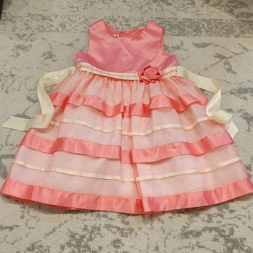 Ashley Ann girls pink and yellow formal dress
